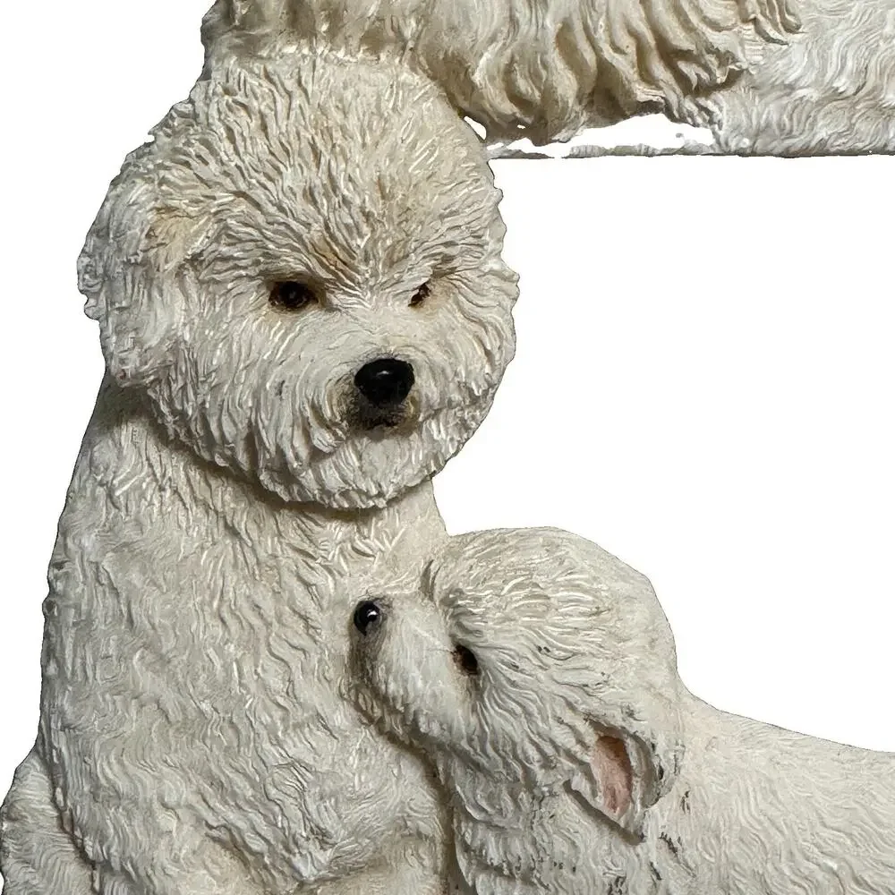 Dog Bichon Frise Figurine Photo Frame Fits 4×6 Photo. Poly Resin